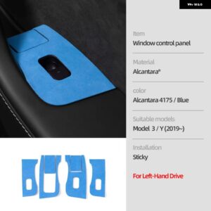 テスラ アルカンターラ モデル 3 Y 2019-2023 ウィンドウリフタースイッチ ボタン 装飾 カバー トリム ステッカー カー インテリア - LHD 4175 blue