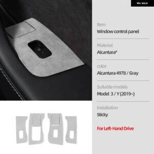 テスラ アルカンターラ モデル 3 Y 2019-2023 ウィンドウリフタースイッチ ボタン 装飾 カバー トリム ステッカー カー インテリア - LHD 4978 gray