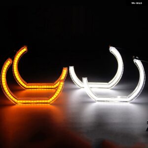 BMW LED エンジェルアイズ 3 シリーズ E90 E92 E93 M3 2007-2013 クーペ カブリオレ ライト HALO 3D DTM LCI スタイル アクリル - DTM White and Amber