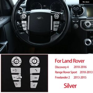 ランドローバー ディスカバリー 4 LR4 RR スポーツ L320 フリーランダー 2 2013-2015 ステアリングホイール ボタン ステッカー トリム 11個 - Silver