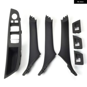 BMW カーボンカー インテリア ドアハンドルアームレストパネルプルトリムカバーセット 5 シリーズ F10 F11 520I 523I 525I 528I 530I - Black-LHD