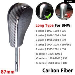 BMW E39 E46 E53 E60 E61 E63 E64 E83 E81 E82 E87 E90 E91 E92 品質のギア シフトノブ ABS レザー - Carbon fiber-Long