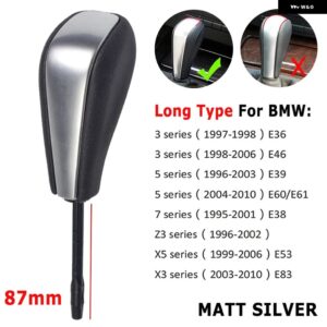 BMW E39 E46 E53 E60 E61 E63 E64 E83 E81 E82 E87 E90 E91 E92 品質のギア シフトノブ ABS レザー - Matt Silver-Long