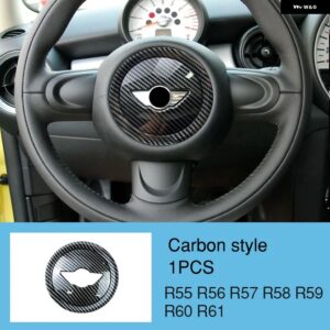 BMW ステアリングホイール パネルマルチメディアボタン 装飾 カバー ミニクーパー JCW R55 R56 R57 R58 R59 R60 R61 - carbon-1pcs
