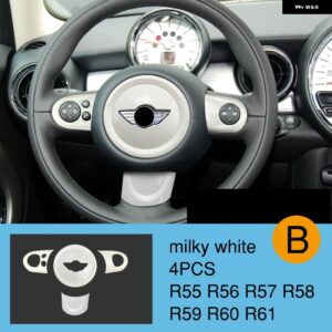 BMW ステアリングホイール パネルマルチメディアボタン 装飾 カバー ミニクーパー JCW R55 R56 R57 R58 R59 R60 R61 - milky white-4pcs B