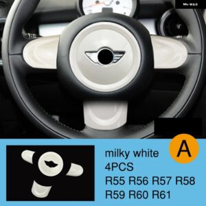 BMW ステアリングホイール パネルマルチメディアボタン 装飾 カバー ミニクーパー JCW R55 R56 R57 R58 R59 R60 R61 - milky white-4pcs A