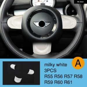 BMW ステアリングホイール パネルマルチメディアボタン 装飾 カバー ミニクーパー JCW R55 R56 R57 R58 R59 R60 R61 - milky white-3pcs A