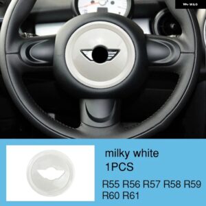 BMW ステアリングホイール パネルマルチメディアボタン 装飾 カバー ミニクーパー JCW R55 R56 R57 R58 R59 R60 R61 - milky white-1pcs