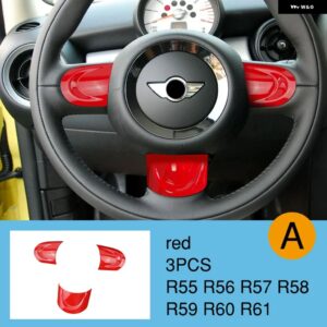 BMW ステアリングホイール パネルマルチメディアボタン 装飾 カバー ミニクーパー JCW R55 R56 R57 R58 R59 R60 R61 - red-3pcs A