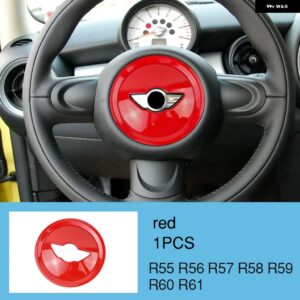 BMW ステアリングホイール パネルマルチメディアボタン 装飾 カバー ミニクーパー JCW R55 R56 R57 R58 R59 R60 R61 - RED 1PCS