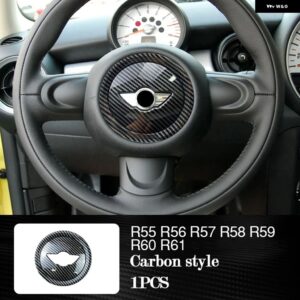BMW インテリア プラスチック 装飾 カバー カーボンスタイル ステッカー ミニ R55 R56 R57 R58 R59 R60 R61 - Steering wheel cover