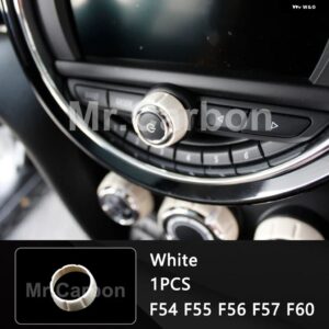 BMW カーラジオノブ 装飾 リングカバー MINI ONE COOPER S F54 F55 F56 F57 F60 内装 - White