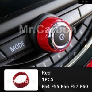BMW カーラジオノブ 装飾 リングカバー MINI ONE COOPER S F54 F55 F56 F57 F60 内装 - red