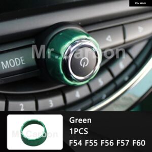 BMW カーラジオノブ 装飾 リングカバー MINI ONE COOPER S F54 F55 F56 F57 F60 内装 - Green