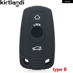 BMW シリコンキーケースカバー ホルダー E90 E60 X5 E70 CAS3 320I 116I E87 E88 E89 E61 E71 E81 E82 E91 E92 キーカバー シェル - B black(white butto)