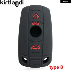 BMW シリコンキーケースカバー ホルダー E90 E60 X5 E70 CAS3 320I 116I E87 E88 E89 E61 E71 E81 E82 E91 E92 キーカバー シェル - B black(red button)