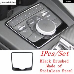 アウディ ステンレス セントラルコントロール マルチメディア ボタン カバー キット トリム A4 B9 A5 アバント オールロード クワトロ 2016 - 2020 - Black Brushed