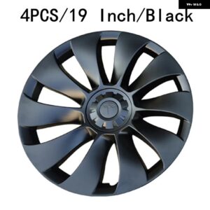 テスラ 4個 モデル 3 ハブキャップパフォーマンス交換自動車ホイールカバー フル 19インチ 2018-2023 年 - 19Inch Black