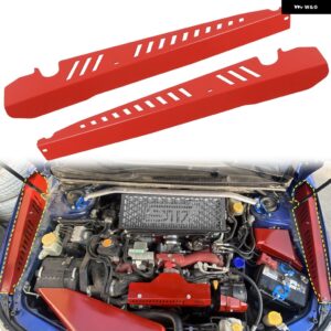 スバル WRX STI 2015-21 アルミウイングフェンダーガーニッシュ エンジン ベイカバー トリム 2個 - Red