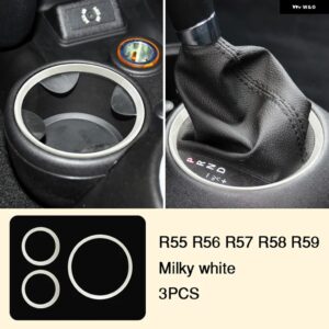 BMW カーギアパネル ウォーターカップリング 装飾 カバー カーボン ステッカー MINI ONE COOPER S R55 R56 R57 R58 R59 インテリア - one set-milky white