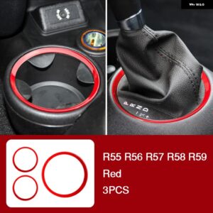 BMW カーギアパネル ウォーターカップリング 装飾 カバー カーボン ステッカー MINI ONE COOPER S R55 R56 R57 R58 R59 インテリア - one set-red