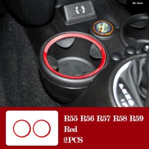 BMW カーギアパネル ウォーターカップリング 装飾 カバー カーボン ステッカー MINI ONE COOPER S R55 R56 R57 R58 R59 インテリア - Water cup ring-red