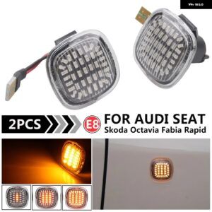 アウディ 2個 LED ウィンカー サイドマーカー ライトダイナミックシーケンシャルランプシュコダファビアオクタビア MK1 MK2 A3 A4 B5 A8 シート - Dynamci Crystal