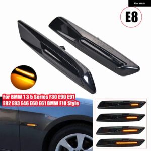 BMW 2X 1 3 5シリーズ F10 F30 E90 E91 E92 E93 E46 E60 E61 ダイナミックシーケンシャルアンバー 12V LED サイドマーカー ライト ウィンカー ランプ - Smoky black Lens