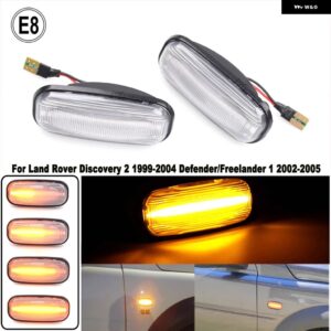 ランドローバー 1ペア スモークダイナミック流れる水 LED サイドマーカー ライト ディスカバリー 2 1999-2004 ディフェンダー フリーランダー 1 2002-2005 - Crystal Lens