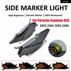 ポルシェ 2個 LED ウィンカー インジケータライト リピーターアンバーダイナミックウインカー カイエン 955 2003 - 2006 カーアク - Dynamic Smoke