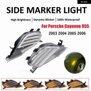 ポルシェ 2個 LED ウィンカー インジケータライト リピーターアンバーダイナミックウインカー カイエン 955 2003 - 2006 カーアク - Dynamic Silver