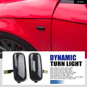 アウディ 2個 LED ダイナミック サイドマーカー ウィンカー ライトシーケンシャルウインカー ランプ A3 8P A4 B6 B7 A8 A6 S6 C5 C6 4F フェイスリフト前 - Dynamic Smoked