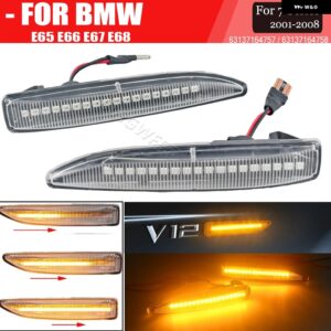 BMW 2個 7シリーズ E65 E66 E67 E68 流れる LED サイドマーカー ライトダイナミック ウィンカー ライトサイドリピーターランプパネル ランプ - Dynamic Crystal