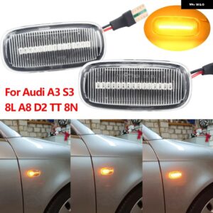 アウディ A2 A3 8L A4 B5 A6 4B C5 A8 4D TT 8N LED ダイナミック サイドマーカー ウィンカー ライト移動シーケンシャルウインカー ライト 2個 - Dynamic Crystal Type