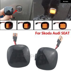 アウディ ダイナミック LED ウィンカー ランプ サイドマーカー ライトインジケーターシュコダファビアオクタビアルームスターラピッド A3 8L A4 8D A4 S4 B5 - Dynamic Black Type
