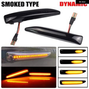 BMW 2個 フェンダー サイドマーカー リピーターライトダイナミック LED ウィンカー ランプ 63137164757 7シリーズ E65/E66/E67/E68 2001-2008 - Black