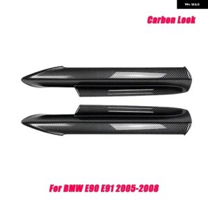 BMW E90 E91 フロントバンパー スポイラー ディフューザースプリッター 3シリーズ M スポーツ PRE-LCI 2005-2008 2009-2012 グロスブラック エアベント - Carbon Look 05-08 B