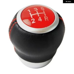 スバル 車 MT 5/6スピード レザーギアスティックシフター レバー シフトノブ レガシィアウトバックフォレスターインプレッサ STI WRX - Red 5 Speed