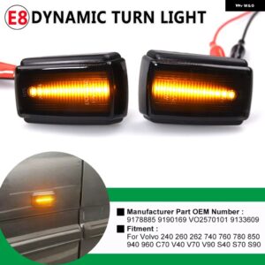 ボルボ LED ダイナミックサイド マーカーライト ウィンカー ウインカーランプ 2個 C70 V40 V70 S40 V90 S70 S90 850 240 740 940 960 260 - Dynamic Smoked