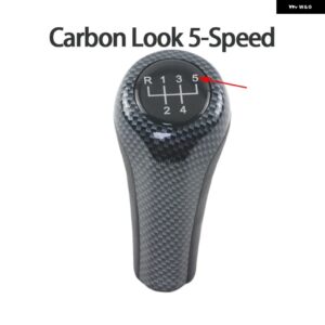 BMW カーボンルック 1 3 5 6ER E46 E53 E60 E61 E63 E81 E82 E83 E84 E87 E90 E91 E92 車 5 6スピード レザー ギア シフト ノブ - silver　5-speed