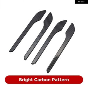 テスラ 4個 ドアハンドル ABS ステッカー モデル3 Y 2018-2023 ドアラップカバー ペースト MODEL3 モデルY アクセサリー - Bright Carbon