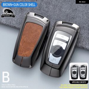 BMW メタルレザーキーケースカバー シェルフォブ X3 X5 X6 F30 F34 F10 F20 F48 G20 G30 G01 G02 G05 F15 F16 1 3 5 7シリーズ - b　brown　pro