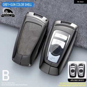 BMW メタルレザーキーケースカバー シェルフォブ X3 X5 X6 F30 F34 F10 F20 F48 G20 G30 G01 G02 G05 F15 F16 1 3 5 7シリーズ - b　grey　pro