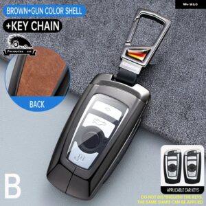 BMW メタルレザーキーケースカバー シェルフォブ X3 X5 X6 F30 F34 F10 F20 F48 G20 G30 G01 G02 G05 F15 F16 1 3 5 7シリーズ - a　brown　plus