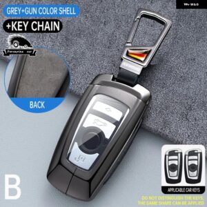 BMW メタルレザーキーケースカバー シェルフォブ X3 X5 X6 F30 F34 F10 F20 F48 G20 G30 G01 G02 G05 F15 F16 1 3 5 7シリーズ - a　grey　plus