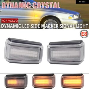 ボルボ カーアクセサリー LED ダイナミックサイド マーカーライト 2個 ウィンカー C70 V40 V70 S40 V90 S70 S90 850 240 740 940 960 260 - Crystal-double row