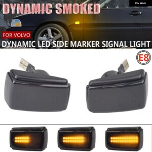 ボルボ カーアクセサリー LED ダイナミックサイド マーカーライト 2個 ウィンカー C70 V40 V70 S40 V90 S70 S90 850 240 740 940 960 260 - Smoked-double row