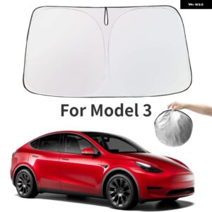 テスラ フロントガラス サンシェード カバー バイザー フロントウィンドウ日焼け止め プロテクター パラソル モデル3 Y サンシェード アクセサ - Model 3 2020-2024