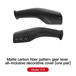 テスラ カーボン ステアリングホイール コラムカバー モデル3 Y ギア シフト カバー コラム シフト ノブカバー - matte