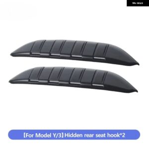 テスラ 黒フロントシートバックフック モデルY 3 収納 ラック 折りたたみ フックパンチ インテリア アクセサリー - 2PCS